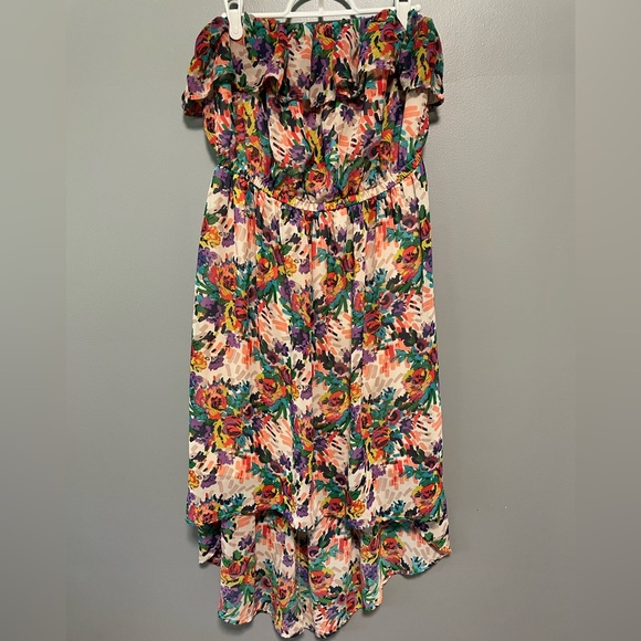 Forever 21 Women’s Plus Floral Strapless High-Low Dress Size 1XL - Picture 1 of 7